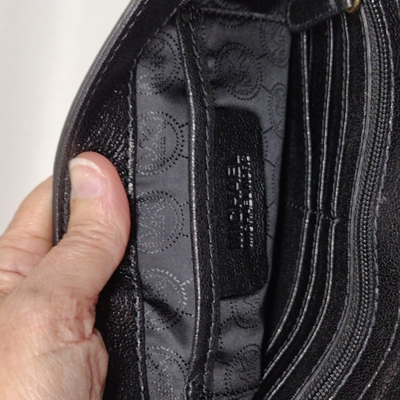 Michael Kors Naomi Black Leather Clutch with Detachable Gold Chain Strap - Picture 10 of 14